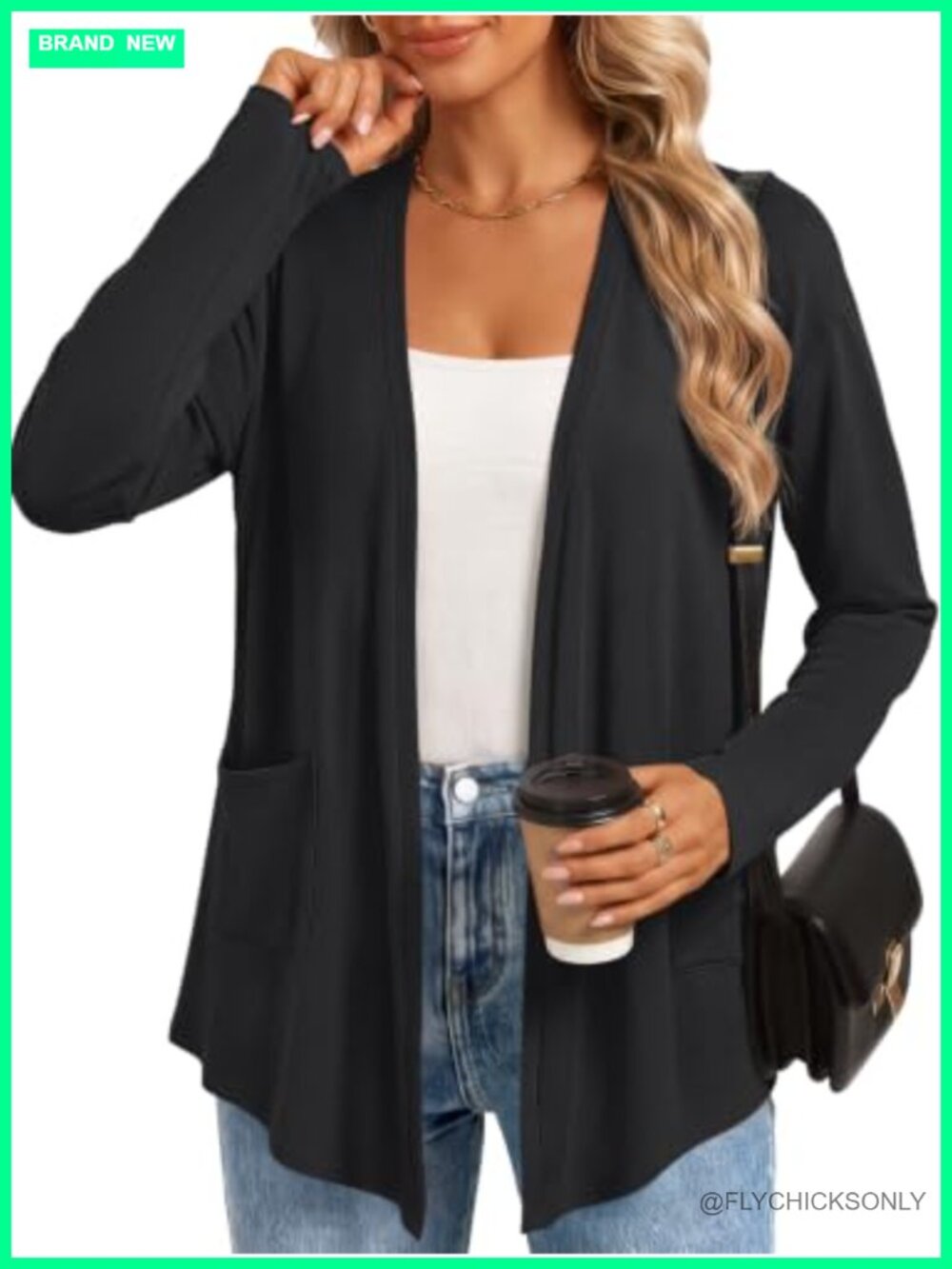Women's Long Sleeve Open Front Cardigan Lightweight Soft Stretch